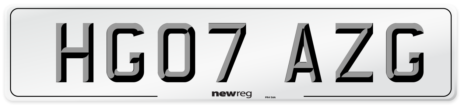 HG07 AZG Number Plate from New Reg